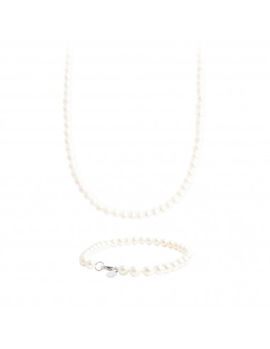 SET : CHAINE PERLE ET BRACELET PERLE 4MM pas chere