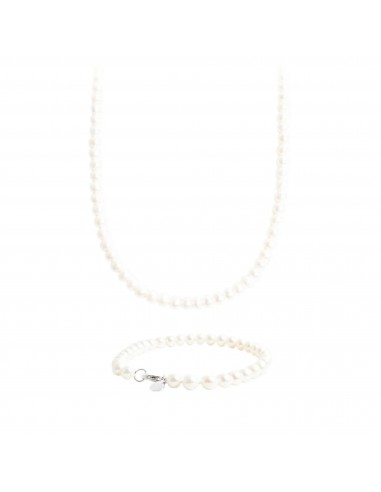 SET : CHAINE PERLE ET BRACELET PERLE 6MM acheter en ligne