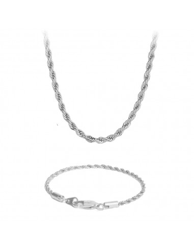 SET : CHAINE CLEAN ET BRACELET CLEAN 5MM OR BLANC Amélioration de cerveau avec