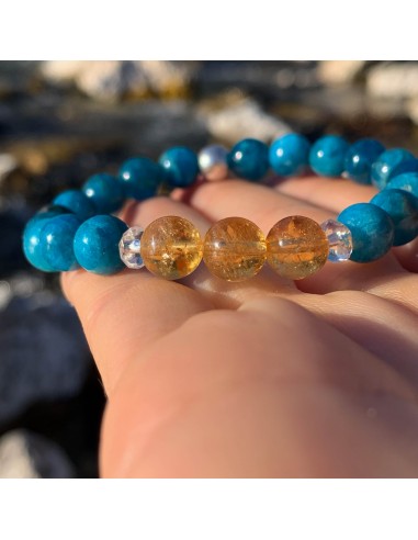 Bracelet Synergie ~ La Motivée ~ Apatite bleue et Citrine chauffée votre